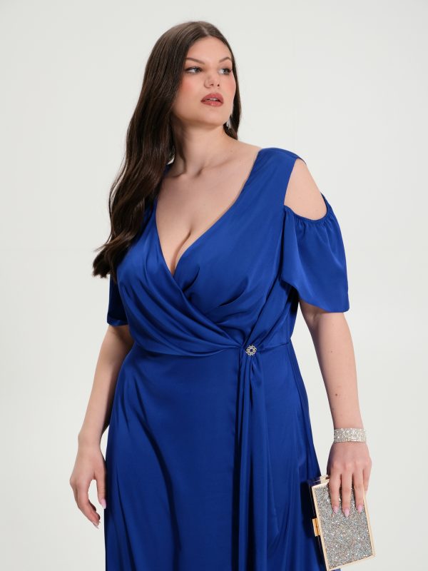 Σατέν μακρύ φόρεμα plus size Rinascimento