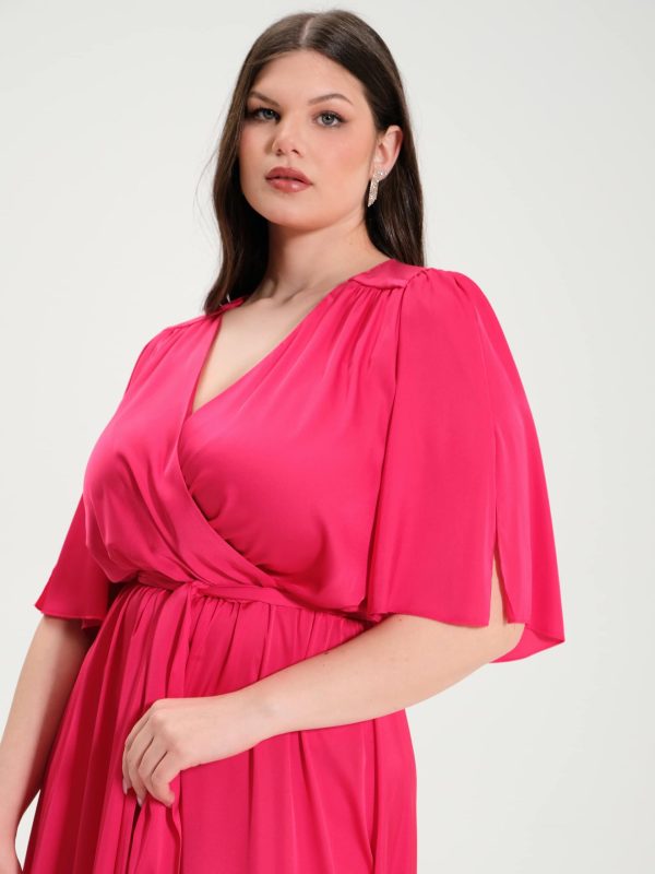 Μακρύ σατέν κρουαζέ φόρεμα plus size Rinascimento